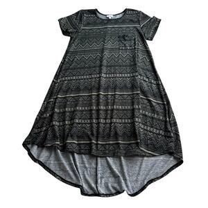 LuLaRoe Asymmetrical Carly Swing Dress in Black and Green Size M